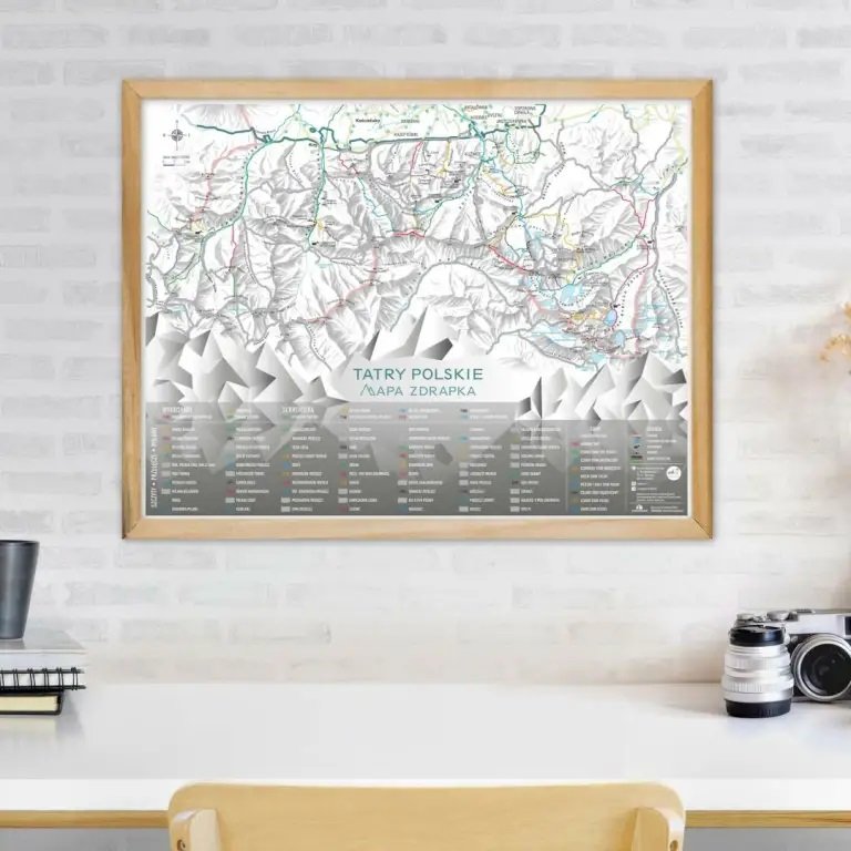 Mapa zdrapka szlaków tatry polskie.