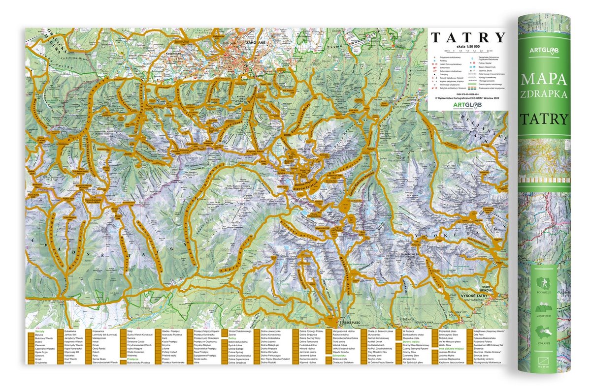 MAPA ZDRAPKA TATRY 1:50 000 Wymiary 700x460mm