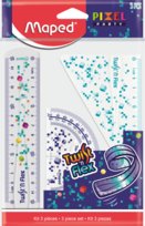 Maped, Zestaw, Pixel, Twist'n Flex niełamliwy lin 15cm/ekier/kątom (10)