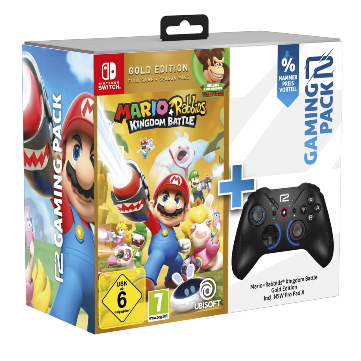 Zdjęcia - Gra Nintendo Mario + Rabbids Kingdom Battle  Nsw Pro Pad X R2 Gaming Pack (Gold Edition)