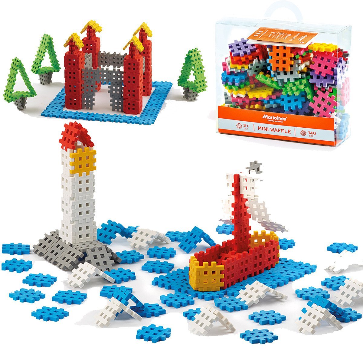 Marioinex, klocki konstrukcyjne Mini Wafle, 140 sztuk-Zdjęcie-0