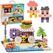 Marioinex Mini Waffle City: Food Truck ZESTAW klocków konstrukcyjnych, MIĘKKIE klocki dla dzieci, BEZPIECZNE - 148 elementów Marioinex
