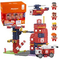 Marioinex Mini Waffle City: Remiza Strażacka ZESTAW klocków konstrukcyjnych, MIĘKKIE klocki dla dzieci, BEZPIECZNE 280 elementów Marioinex