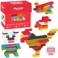 Marioinex Mini Waffle Classic ZESTAW klocków konstrukcyjnych, MIĘKKIE klocki dla dzieci, BEZPIECZNE - 210 elementów Marioinex