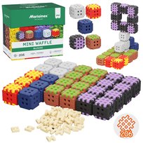 Marioinex Mini Waffle Green Blocks ZESTAW klocków konstrukcyjnych, MIĘKKIE klocki dla dzieci, BEZPIECZNE - 206 elementów Marioinex