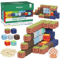Marioinex Mini Waffle Green Blocks ZESTAW klocków konstrukcyjnych, MIĘKKIE klocki dla dzieci, BEZPIECZNE - 406 elementów Marioinex