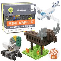 Marioinex Mini Waffle Konstruktor Expert ZESTAW klocków konstrukcyjnych, MIĘKKIE klocki dla dzieci, BEZPIECZNE - 301 elementów Marioinex