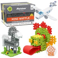 Marioinex Mini Waffle Konstruktor Expert ZESTAW klocków konstrukcyjnych, MIĘKKIE klocki dla dzieci, BEZPIECZNE - 501 elementów Marioinex