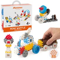 Marioinex Mini Waffle Konstruktor Niebieski ZESTAW klocków konstrukcyjnych, MIĘKKIE klocki dla dzieci, BEZPIECZNE 140 elementów Marioinex