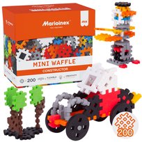 Marioinex Mini Waffle Konstruktor ZESTAW klocków konstrukcyjnych, MIĘKKIE klocki dla dzieci, BEZPIECZNE - 200 elementów Marioinex