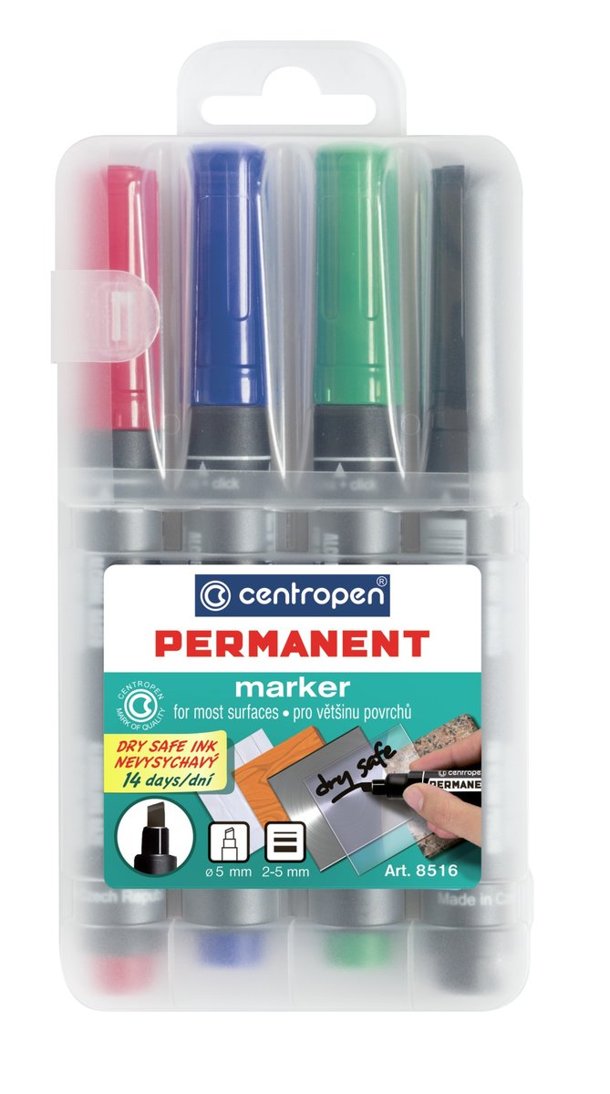 Marker Permanentny, Dry Safe, 4 Kolory - Centropen | Sklep EMPIK.COM