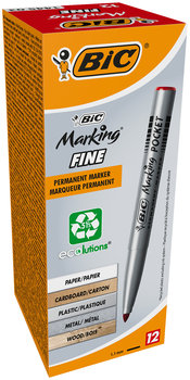 Marker Pernamentny Czerwony Bic Marking Fine Pocket Ecolutions 12 Szt. - BIC