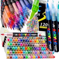 MARKERY AKRYLOWE 120 Z FARBĄ PISAKI DO UBRAŃ MAZAKI DO KAMIENI FLAMASTRY