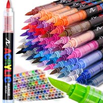 MARKERY AKRYLOWE 12szt PISAKI DO TKANIN MAZAKI DO KAMIENI FLAMASTRY Z FARBĄ