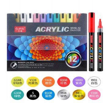 Markery Akrylowe Flamastry Akrylowe Wodoodporne JUPAI 12 szt/kpl - JUPAI