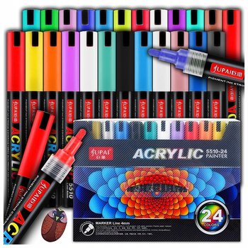 MARKERY AKRYLOWE JUPAIZESTAW 24 SZT Pisaki Flamastry Mazaki WODOODPORNE - JUPAI