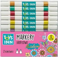 Markery akrylowe metaliczne dwie końcówki 12 szt