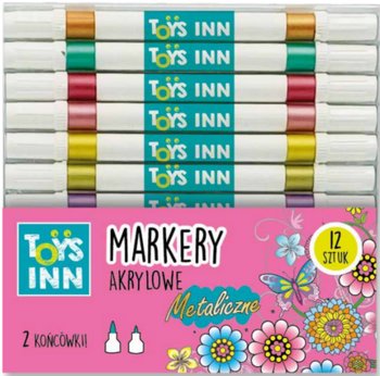Markery akrylowe metaliczne dwie końcówki 12 szt - ToysInn