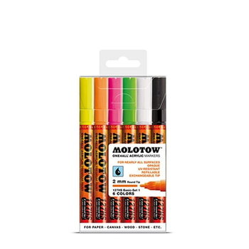 Markery akrylowe Molotow One4All 127HS Neon Set - 6 szt. - Molotow