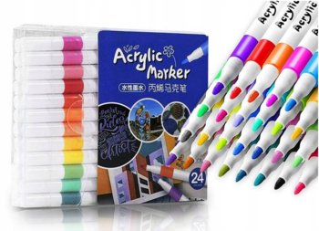 MARKERY AKRYLOWE PISAKI MAZAKI FLAMASTRY 24 KOLORY DO RÓŻNYCH POWERZCHNI - Inna marka