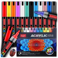 MARKERY AKRYLOWE ZESTAW 12 SZT Pisaki Flamastry Mazaki WODOODPORNE Z FARBĄ