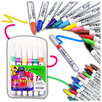 Markery Pisaki Akrylowe Flamastry Do Ubrań Kamieni 12 Szt. Prezent Urodziny - MTA Trading