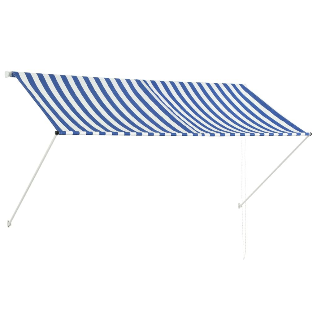 Markiza VIDAXL, ręczna, pasy, niebiesko-biała, 250x150 cm