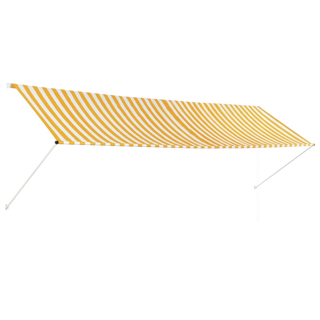 Markiza VIDAXL, ręczna, pasy, żółto-biała, 400x150 cm