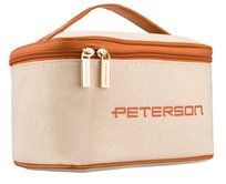 Markowa kosmetyczka damska kuferek PETERSON elegancka lekka pojemna na suwak organizer podróżny beżowa Peterson