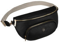 Markowa nerka damska czarna PETERSON miejska klasyczna mała saszetka nerka na biodra lub przez ramię kieszonki skóra ekologiczna szeroki pasek