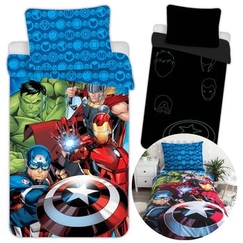 MARVEL Avengers Pościel świecąca w ciemności, komplet pościeli bawełnianej 140x200cm, OEKO-TEX - Marvel