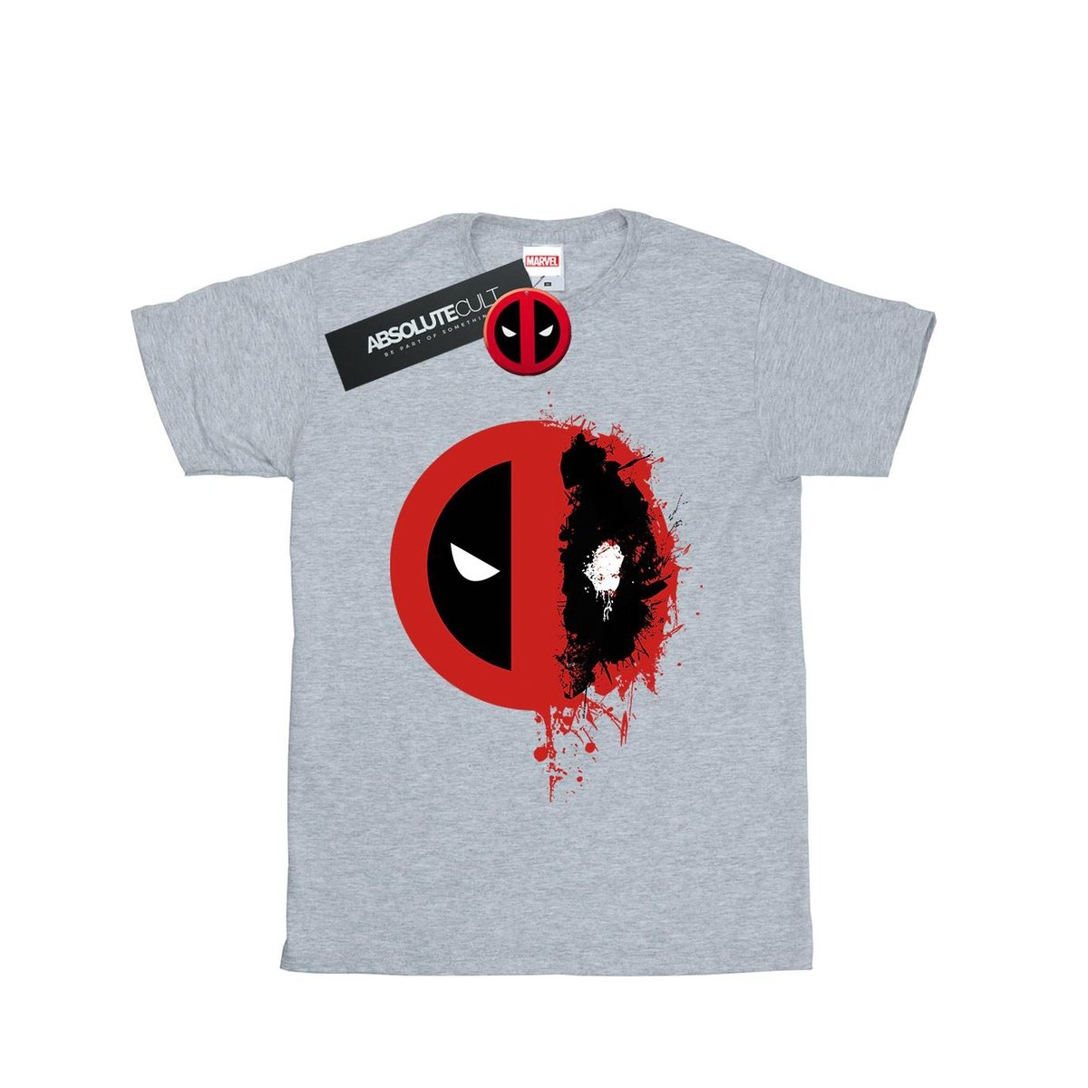 Marvel Męska Koszulka Deadpool Split Splat Logo (M / Jasnoszary ...