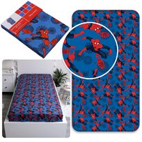 MARVEL Spider Man prześcieradło dla dzieci, bawełniane prześcieradło z gumką 100% BAWEŁNA 90x200cm+25cm, OEKO-TEX Marvel