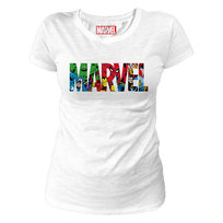 Marvel T-Shirt Damskie Logo (M / Ciepły Biały) Marvel
