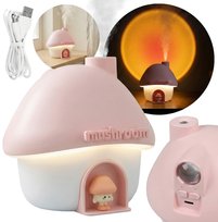 Mary’s NAWILŻACZ powietrza z LAMPKĄ LED i PROJEKTOREM, różowy grzybek, CIEPŁE światło RGB, USB MARY S