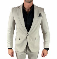 Marynarka  jednorzędowa taliowana gładka beżowa  DJM013 58