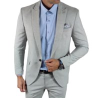 Marynarka  jednorzędowa taliowana gładka szara - popielata DJM05 56