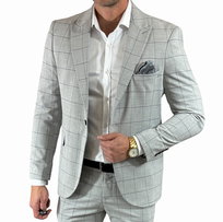 Marynarka  jednorzędowa taliowana szara w kratę  DJM02 54