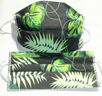 Maseczka Maska Ochronna Na Twarz Czarna 178B Liście Zielone Gałązki Palmy
