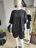Masełkowy letni komplet dresowy - czarny One size