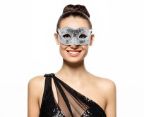 Maska cekinowa, srebrna