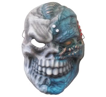 Maska, czaszka wojownika, szaro-niebieska - Party World