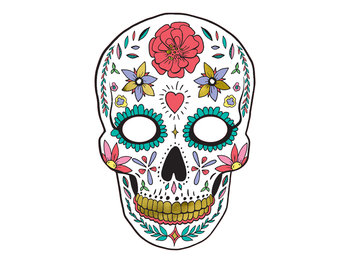 Maska, Dia de Los Muertos, biała, rozmiar uniwersalny - PartyDeco