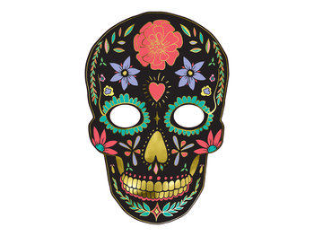 Maska, Dia de Los Muertos, czarna, rozmiar uniwersalny - PartyDeco