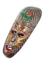 Maska Drewniana Rzeźba Dekoracja Na Ścianę Egzotyczna Rękodzieło 30cm