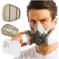 Maska Lakiernicza Półmaska Ochronna Przeciwpyłowa Uniwersalna Filtry Wkłady