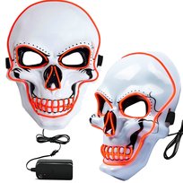 Maska Led Halloween Ledowa Upiór Strach Czaszka Cosplay Duch Ghost Party Pomarańczowy