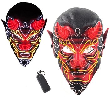 Maska Led Świecąca Diabeł Rogi Halloween Karnawał - Hopki