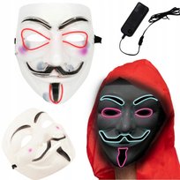 Maska Led Świecąca Ledowa Halloween Imprezę Kostium Anonymous Acta Baterie