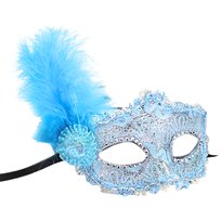 Maska Wenecka Karnawałowa Na Bal Maskowy Z Piórami Na Oczy Niebieska